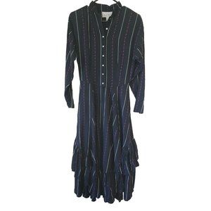 Vintage Nicole Miller Ruffled Skirt Cottagecore Long Sleve Embroidered Sz 4 Y2K